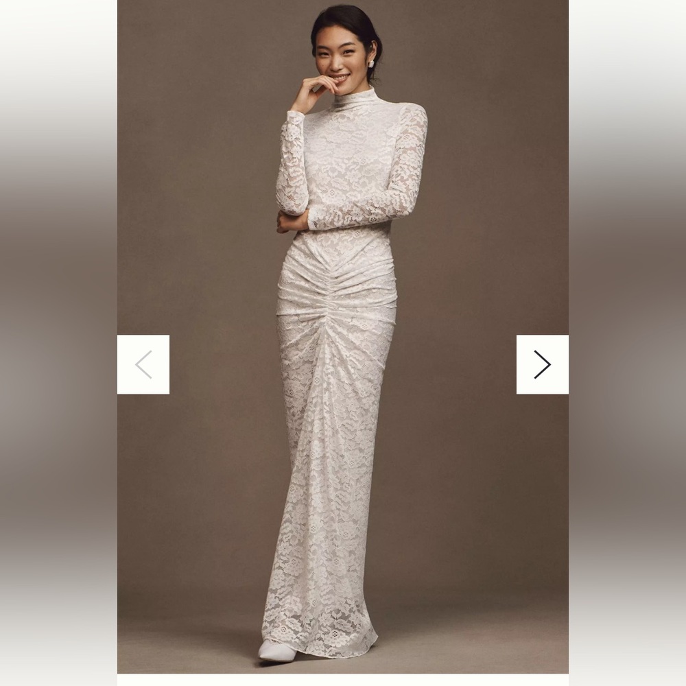 Ronny Kobo Scorpio Ruched Lace Maxi Dress